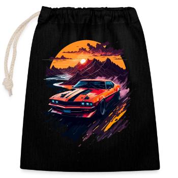 Voiture de sport classique - Sac cadeau en coton avec cordon (25 x 30 cm) - noir - Devant