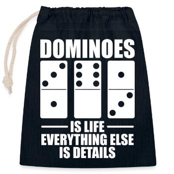 Conception de jeux Domino - Sac cadeau en coton avec cordon (25 x 30 cm) - bleu marine - Devant