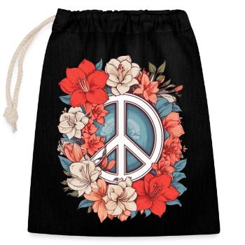 Signe de paix - Sac cadeau en coton avec cordon (25 x 30 cm) - noir - Devant