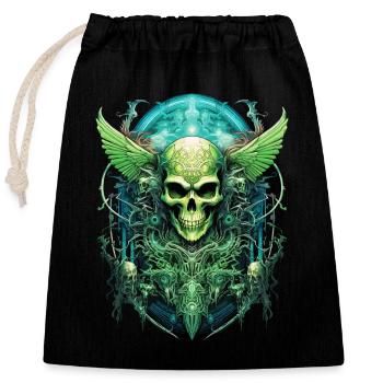 skull skull skeleton darkness gloomy - Closable cotton gift bag (25x30cm) - black - Front