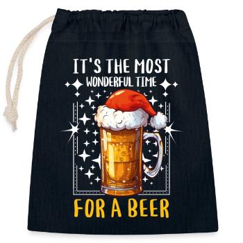 Weihnachten Bier Weihnachtsbier Prost Lustig Humor - Verschließbarer Geschenkbeutel aus Baumwolle (25x30cm) - Navy - Vorne