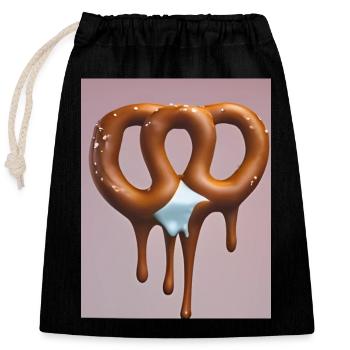 Bretzel glacé qui fond - Sac cadeau en coton avec cordon (25 x 30 cm) - noir - Devant