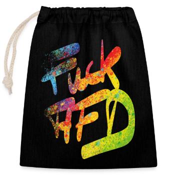 FCK AFD - Verschließbarer Geschenkbeutel aus Baumwolle (25x30cm) - Schwarz - Vorne