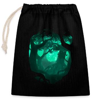 Peinture à l’aquarelle de forêt profonde - Sac cadeau en coton avec cordon (25 x 30 cm) - noir - Devant