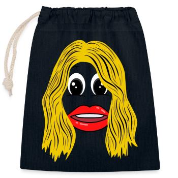 Blonde woman with lipstick - Closable cotton gift bag (25x30cm) - navy - Front