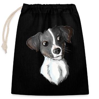 Jack Russell Pattern 5 - Verschließbarer Geschenkbeutel aus Baumwolle (25x30cm) - Schwarz - Vorne