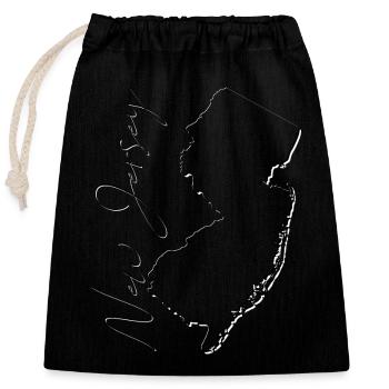 New Jersey (États-Unis) | Carte | Script fantôme - Sac cadeau en coton avec cordon (25 x 30 cm) - noir - Devant
