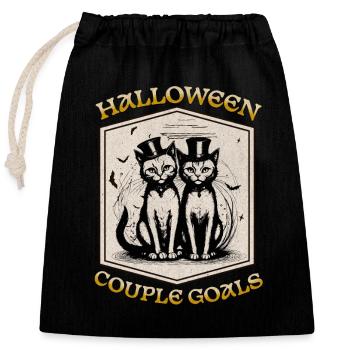 Halloween couple goals - Closable cotton gift bag (25x30cm) - black - Front
