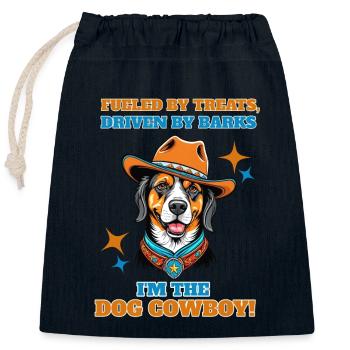 Fueled by treats, driven by barks, I'm the dog cow - Closable cotton gift bag (25x30cm) - navy - Front