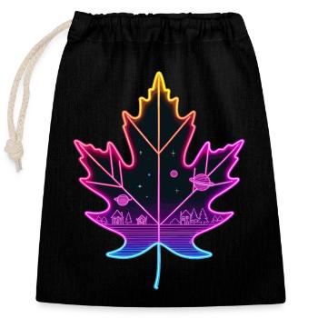 Maple leaf - Closable cotton gift bag (25x30cm) - black - Front