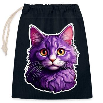Cat modern design - Closable cotton gift bag (25x30cm) - navy - Front