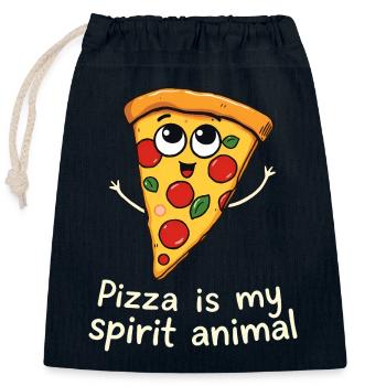 La pizza est mon Animal Fun Foodie Amateur de pizza - Sac cadeau en coton avec cordon (25 x 30 cm) - bleu marine - Devant