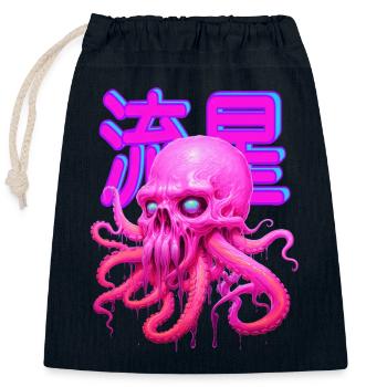 PINK OCTOPUS SCULL! - Closable cotton gift bag (25x30cm) - navy - Front