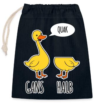 Goose - Half - Whole Geese and Stuff - Closable cotton gift bag (25x30cm) - navy - Front