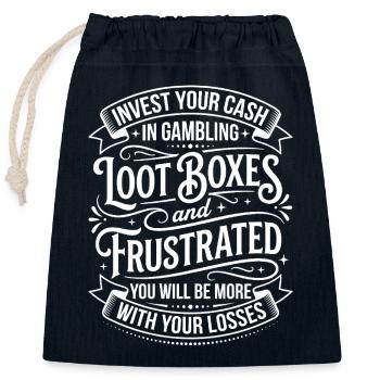 Loot Boxes and Frustration Gambling Satire - Closable cotton gift bag (25x30cm) - navy - Front