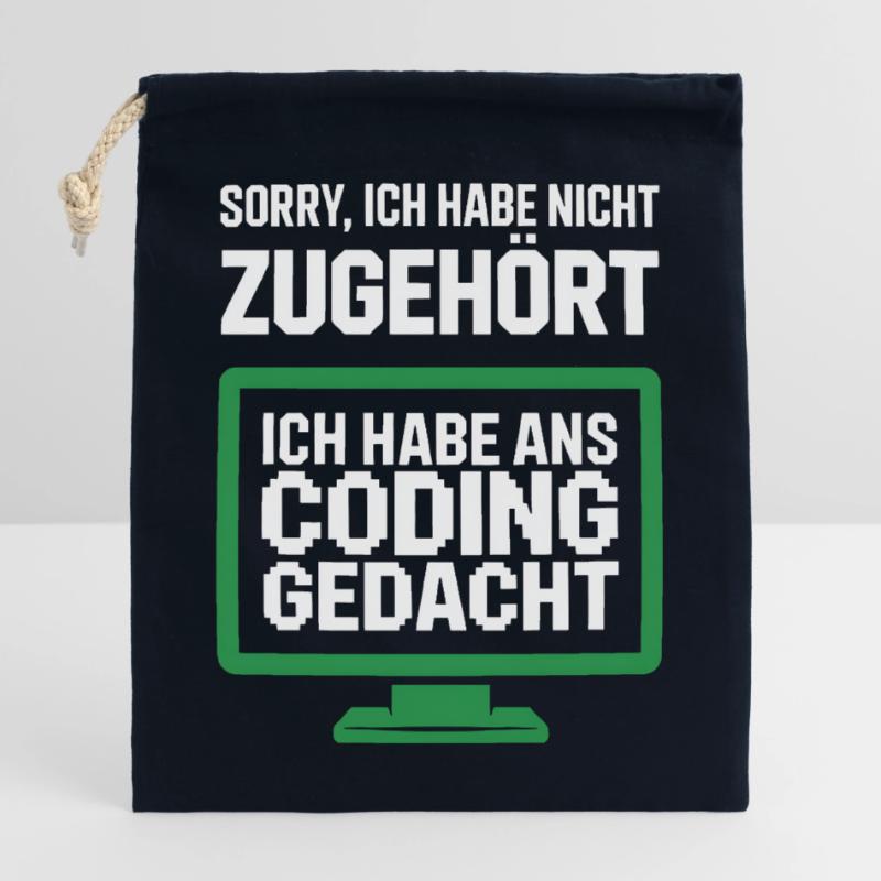 Coding Thought Screen Saying Closable cotton gift bag (25x30cm)