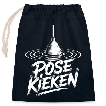 Pose Kieken Angeln - Verschließbarer Geschenkbeutel aus Baumwolle (25x30cm) - Navy - Vorne