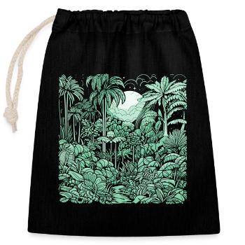 Jungle Motiv Hellgrün - Verschließbarer Geschenkbeutel aus Baumwolle (25x30cm) - Schwarz - Vorne