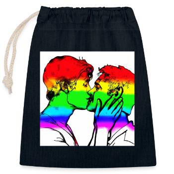 Küssende Männer - Verschließbarer Geschenkbeutel aus Baumwolle (25x30cm) - Navy - Vorne