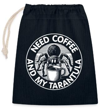 Besoin de café et de ma tarentule - Sac cadeau en coton avec cordon (25 x 30 cm) - bleu marine - Devant