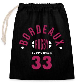 Rugby Bordeaux supporter Girondins 33 - Sac cadeau en coton avec cordon (25 x 30 cm) - noir - Devant