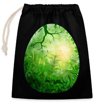 Dragon Egg Green - Closable cotton gift bag (25x30cm) - black - Front