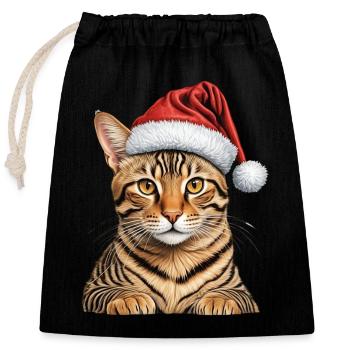 Weihnachten Bengalkatze - Verschließbarer Geschenkbeutel aus Baumwolle (25x30cm) - Schwarz - Vorne