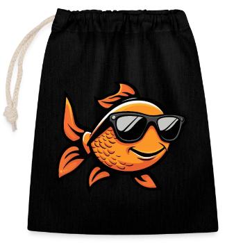 Goldfische Cool Tier - Verschließbarer Geschenkbeutel aus Baumwolle (25x30cm) - Schwarz - Vorne