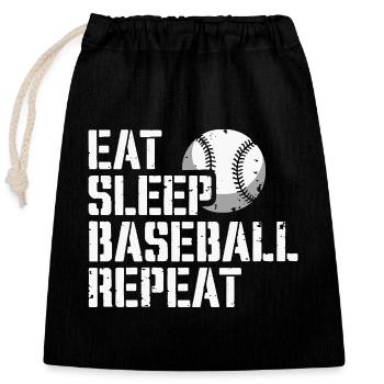 Eat Sleep Baseball Repeat Funny Baseball Lover - Sac cadeau en coton avec cordon (25 x 30 cm) - noir - Devant