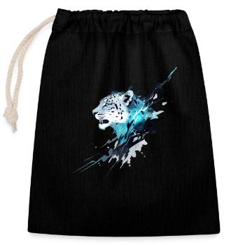 Snow leopard - Closable cotton gift bag (25x30cm) - black - Front