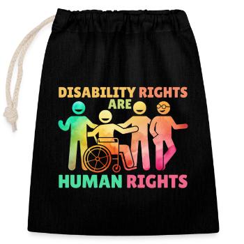 Disability Rights Are Human Rights Rainbow - Closable cotton gift bag (25x30cm) - black - Front
