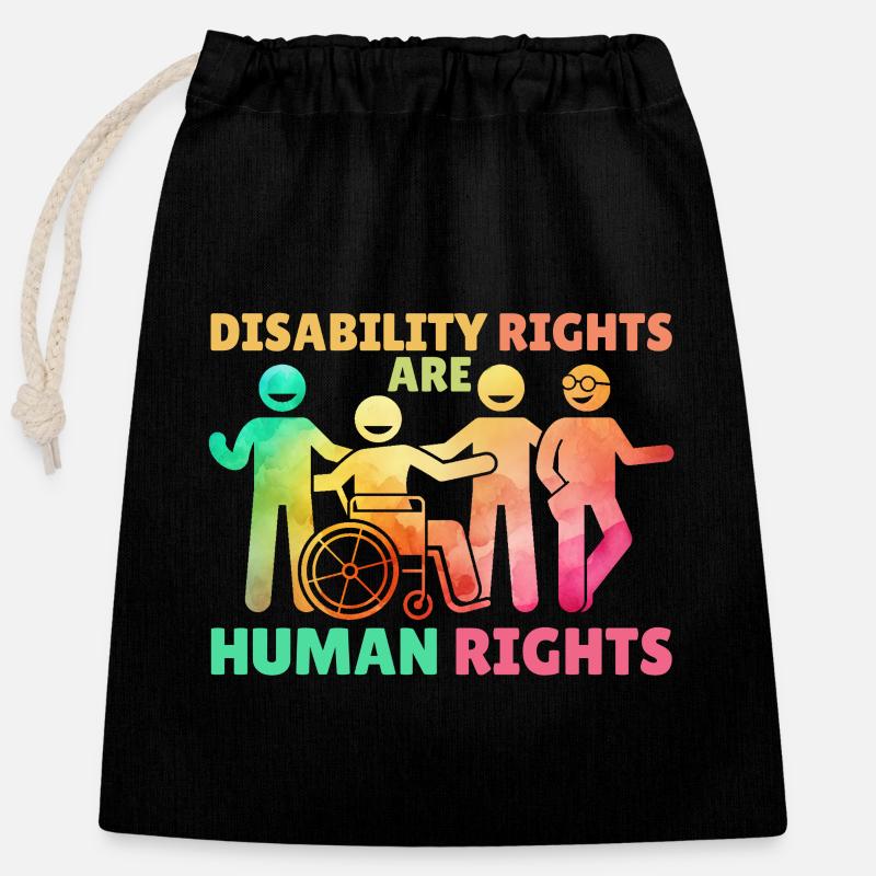 Disability Rights Are Human Rights Rainbow - Closable cotton gift bag (25x30cm) - black