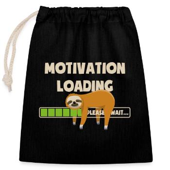 Faultier - Motivation wird geladen - bitte warten - Verschließbarer Geschenkbeutel aus Baumwolle (25x30cm) - Schwarz - Vorne