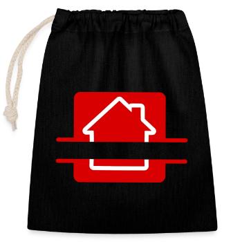 House red real estate agent - Closable cotton gift bag (25x30cm) - black - Front