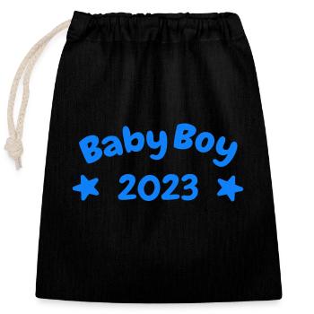 Baby Boy 2023 Design - Sac cadeau en coton avec cordon (25 x 30 cm) - noir - Devant