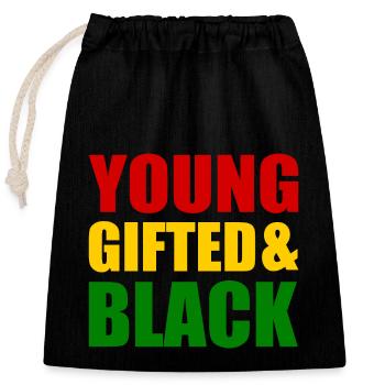young gifted and black - Verschließbarer Geschenkbeutel aus Baumwolle (25x30cm) - Schwarz - Vorne