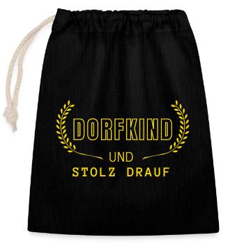 Dorfkind und stolz drauf! - Landleben Spruch Korn - Verschließbarer Geschenkbeutel aus Baumwolle (25x30cm) - Schwarz - Vorne