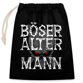Böser alter Mann - Totenkopf - Männertag - Spruch - Verschließbarer Geschenkbeutel aus Baumwolle (25x30cm) - Schwarz - Vorne