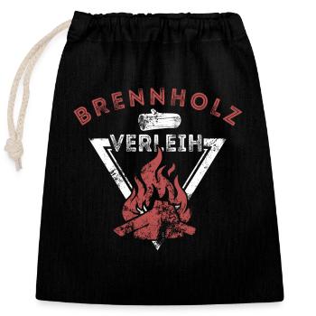 Brennholz Verleih - Ironie - Spruch - Verschließbarer Geschenkbeutel aus Baumwolle (25x30cm) - Schwarz - Vorne