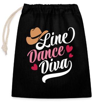 Linedance Diva - Country Fan - Geschenk - Verschließbarer Geschenkbeutel aus Baumwolle (25x30cm) - Schwarz - Vorne