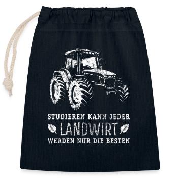 Studieren kann jeder - Landwirt - Traktor - Verschließbarer Geschenkbeutel aus Baumwolle (25x30cm) - Navy - Vorne
