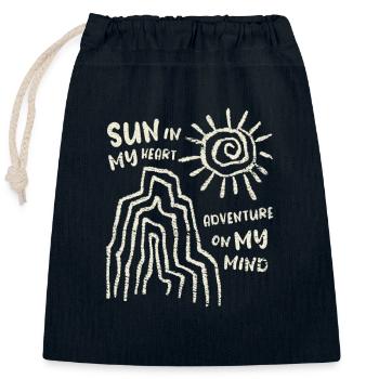 Sonne im Herzen - Abenteuer im Sinn, Vintage Reise - Verschließbarer Geschenkbeutel aus Baumwolle (25x30cm) - Navy - Vorne