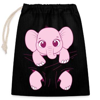 Baby Elefant tragen rosa Elefantenbaby Babyelefant - Verschließbarer Geschenkbeutel aus Baumwolle (25x30cm) - Schwarz - Vorne