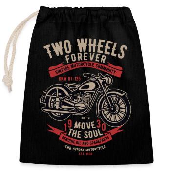 Two Wheels Forever Motorrad - Verschließbarer Geschenkbeutel aus Baumwolle (25x30cm) - Schwarz - Vorne