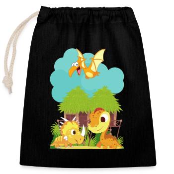 Dino children - Closable cotton gift bag (25x30cm) - black - Front