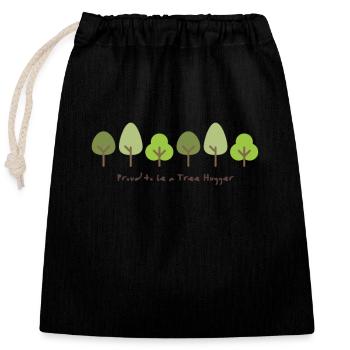 proud to be a tree hugger - Closable cotton gift bag (25x30cm) - black - Front