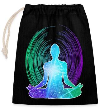 Spirituelle Meditation Zen Erwachen - Verschließbarer Geschenkbeutel aus Baumwolle (25x30cm) - Schwarz - Vorne
