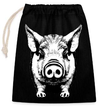porc doux porcs porcs animaux animaux 3 - Sac cadeau en coton avec cordon (25 x 30 cm) - noir - Devant