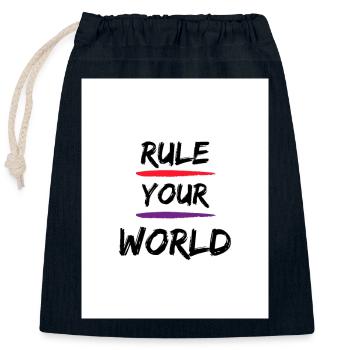 Rule your world - Closable cotton gift bag (25x30cm) - navy - Front