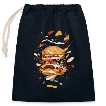 Burger Exploded | Dekonstruierter Burger - Verschließbarer Geschenkbeutel aus Baumwolle (25x30cm) - Navy - Vorne